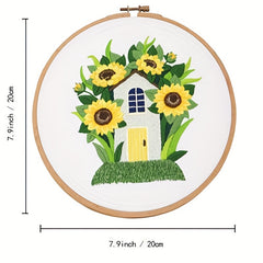 Embroidery Starter Kit Flower Theme Cross Stitch Adults Embroidery Hoop Threads