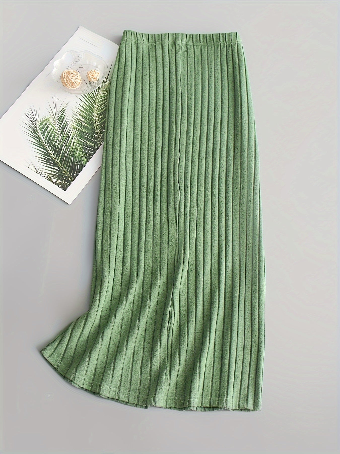  Solid Ribbed All Match Skirt