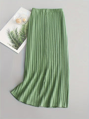  Solid Ribbed All Match Skirt