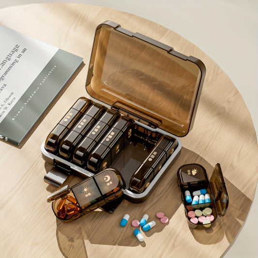 Portable Weekly Pill Organizer with Morning Afternoon Evening Compartments