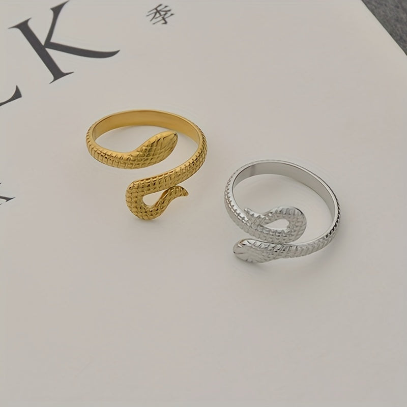 Stainless Steel Snake Couple Ring Open Finger Ring for Men