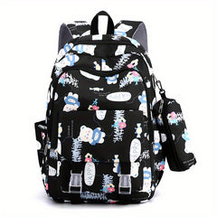 Large Capacity Backpack With Pen Bag Cartoon Bear Lightweight Waterproof