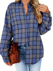  Plaid Print Button Up Long Sleeve Shirt