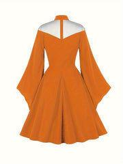  Gothic Dress Mesh Bell Sleeve Swing Party Dress