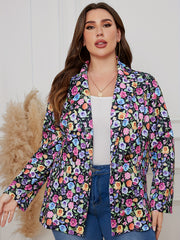  Floral Print Long Sleeve Blazer