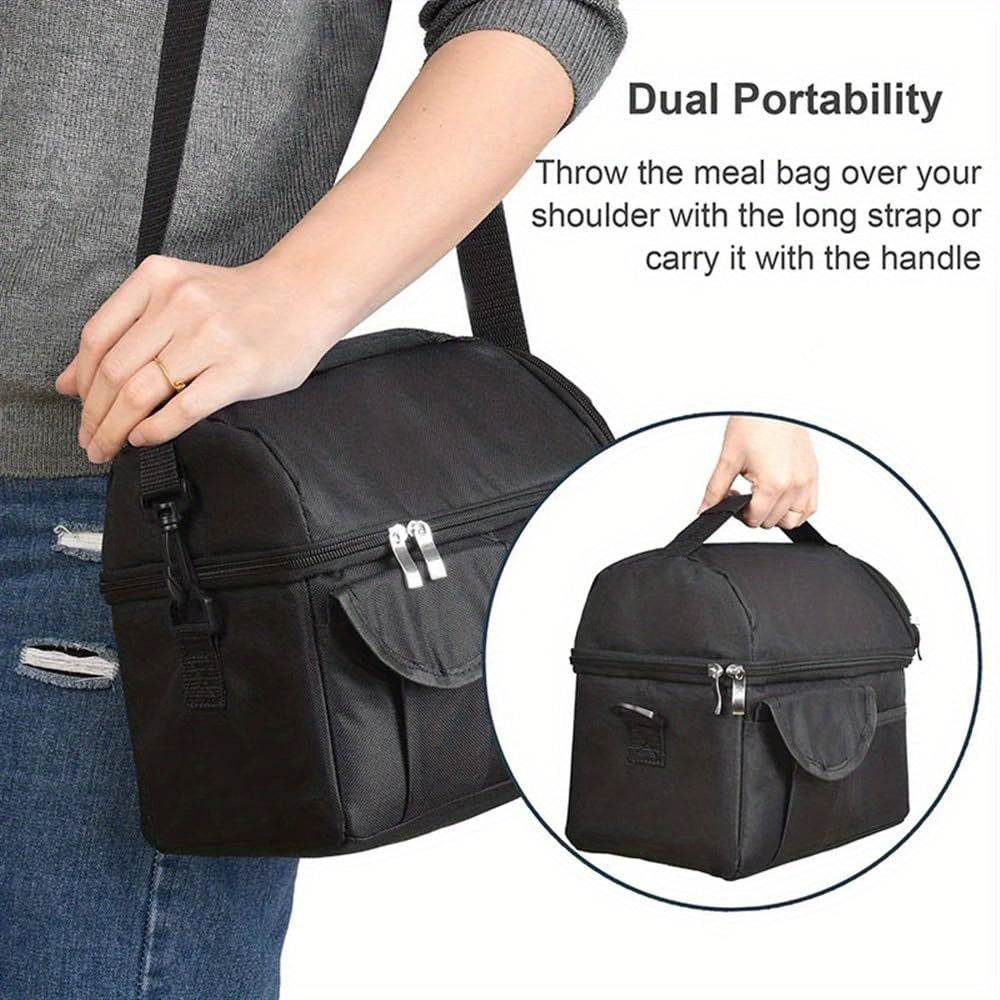 Dual Compartment Lunch Bag Reusable Insulated Tote Leak Proof Lunch Box