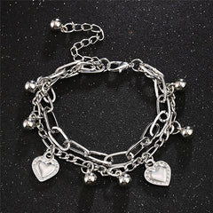 Men's Double Layer Bracelet with Heart Pendant