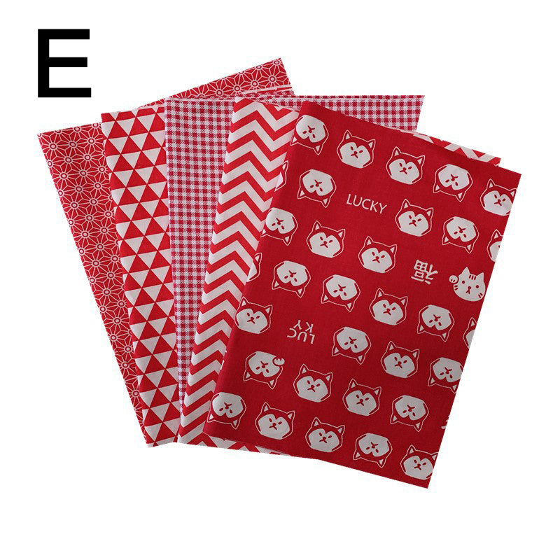 5pcs DIY Cotton Cloth Flower Print Fabric Sewing Supplies