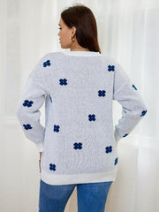  Floral Pattern Long Sleeve Pullover Jumper