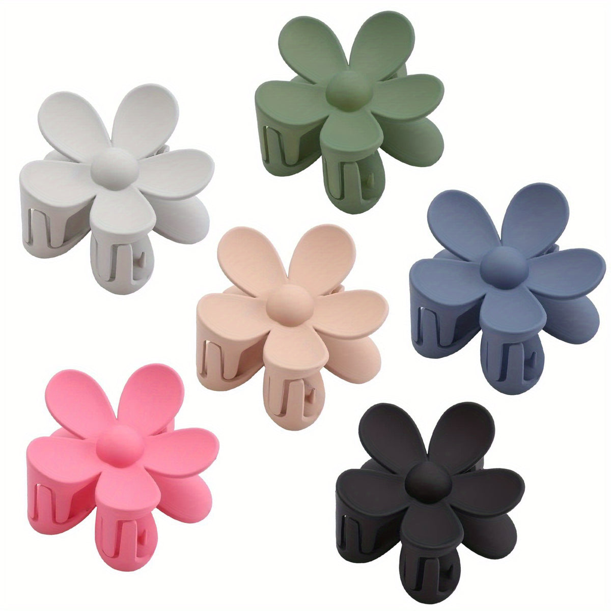 6Pcs Large Frosted Hair Claw Flower Clips for Women
