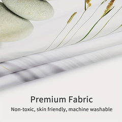4pcs Stone Print Shower Curtain Set