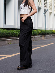  Solid High Rise Cargo Trousers