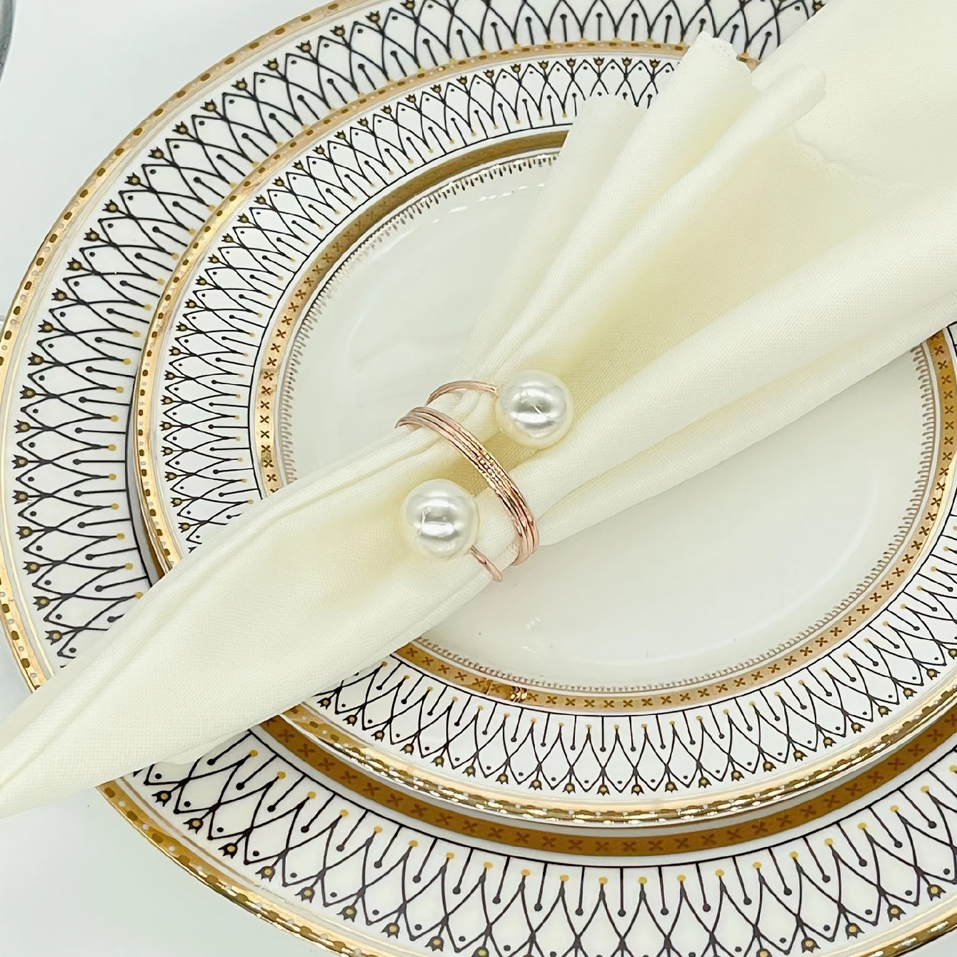 Pearl Napkin Rings for Weddings & Parties Elegant Table Decor