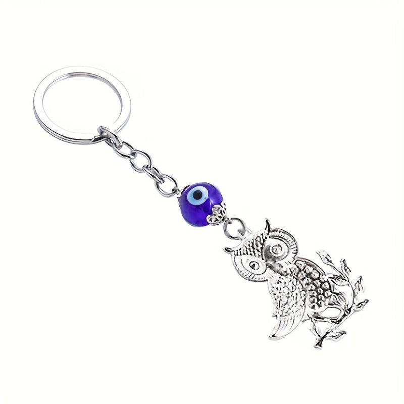 Lucky Evil Eye Owl Keychain Rhinestone Bag Car Key Chain Pendant