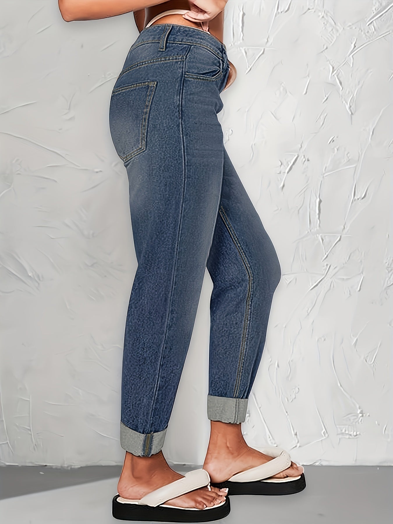 Versatile Denim Pants Women's Loose Fit Straight Jeans