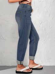 Versatile Denim Pants Women's Loose Fit Straight Jeans