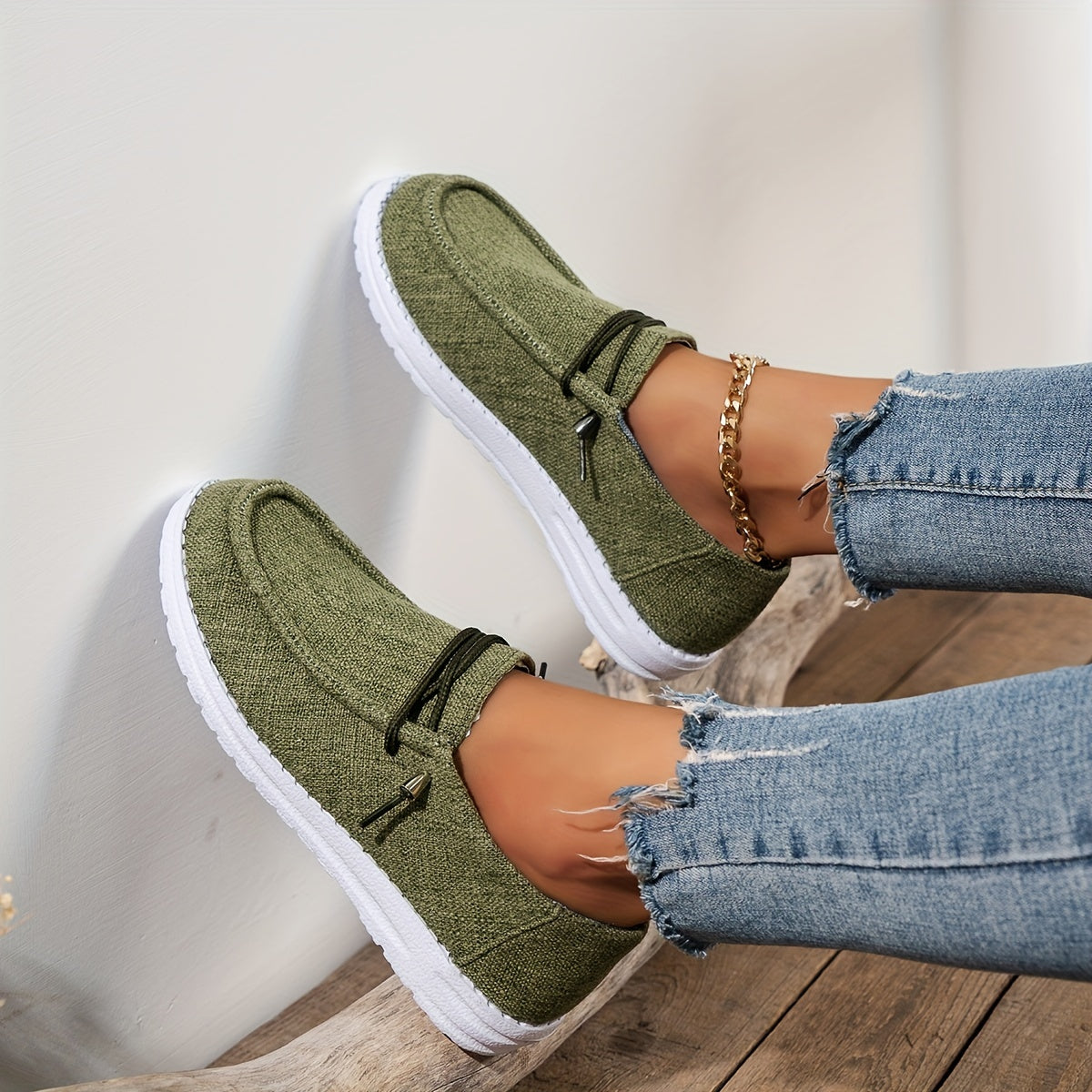 Women's Canvas Lace Up Low Top Slip On Shoe