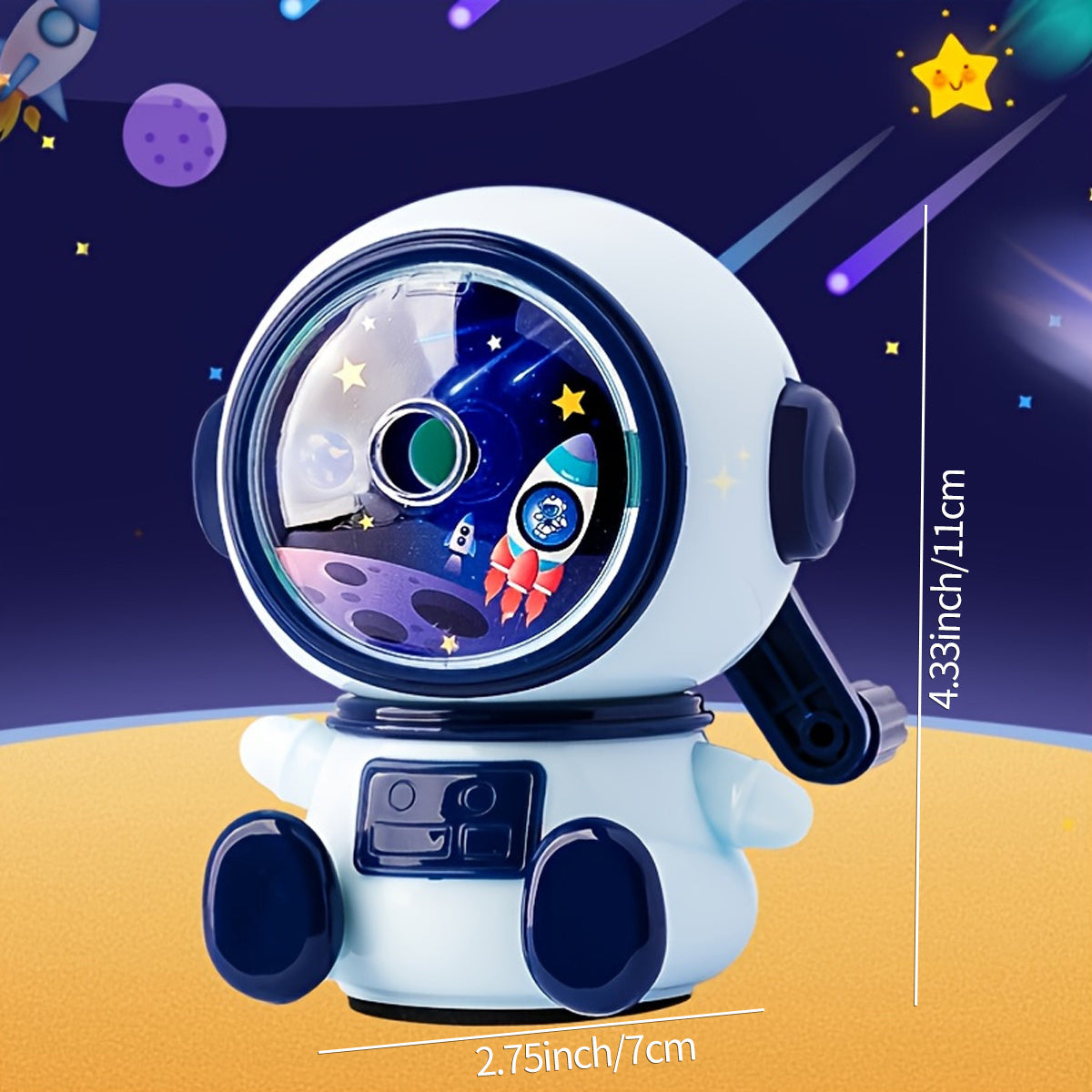 Astronaut Cartoon Pencil Sharpener Hand Crank Manual Sharpener