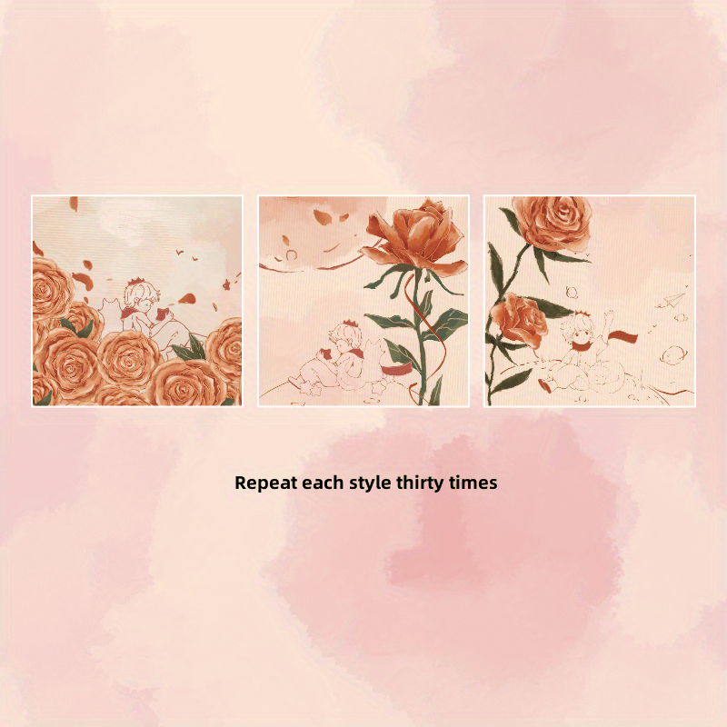 90pcs Gilded Three Pack Sticky Notes Rose Metaphor Series