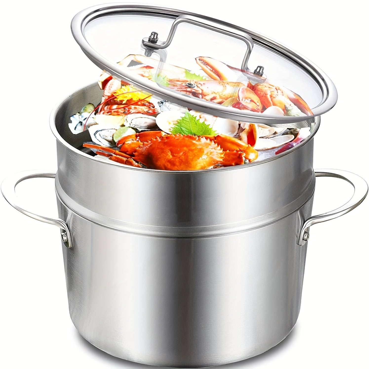Stainless Steel Induction Pot Glass Lid 22cm 24cm