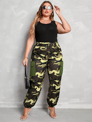  Camo High Rise Jogger Cargo Trousers with Pockets