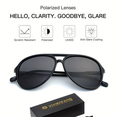 VIVIENFANG Aviator Sunglasses Polarized Lens TR90 Frame Unisex VF2201A