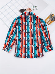 Boys Bull Cactus Striped Short Sleeve Button Down Shirt Casual Summer Clothes