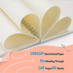 2 Pack A5 Grided Bullet Journals 80 Sheets 100gsm