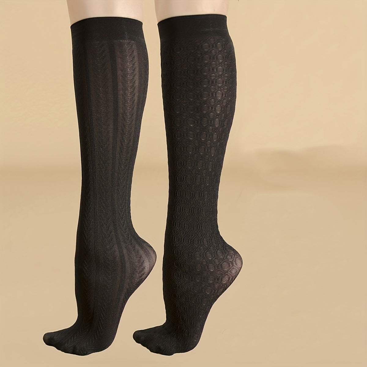 Textured Calf Socks Comfy Knee High Women's Stockings