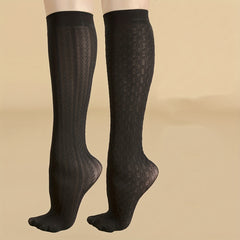 Textured Calf Socks Comfy Knee High Women's Stockings
