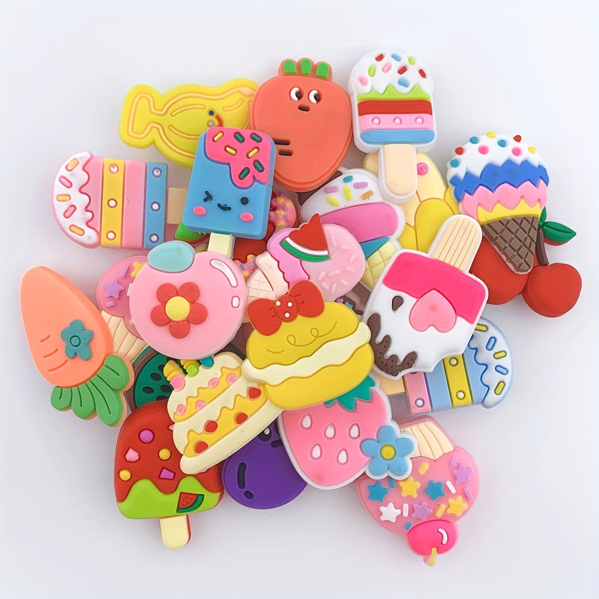 25pcs Cartoon Ice Cream Shoe Charm Resin Shoe Buckle DIY Accessories