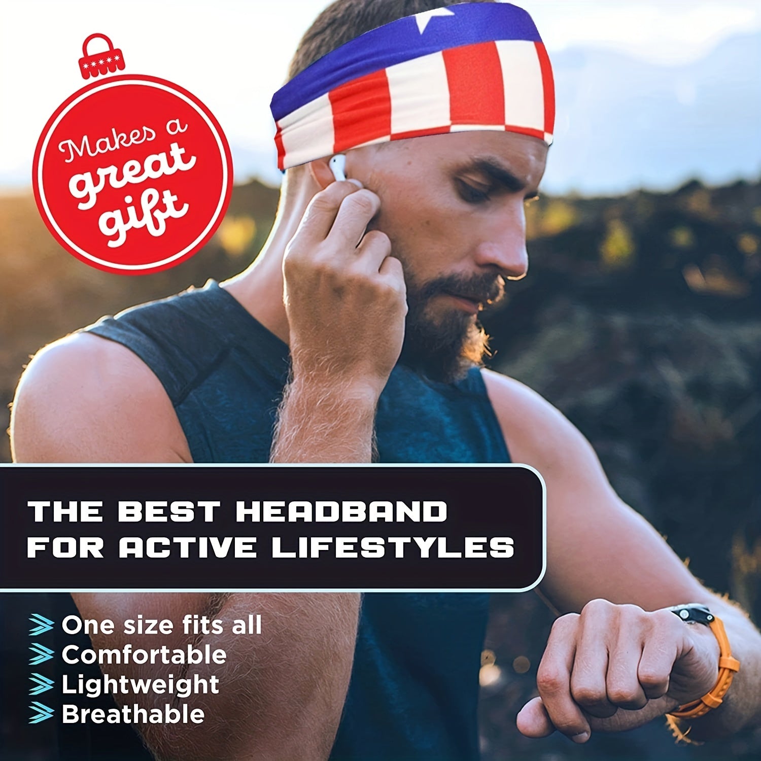Independence Flag Sweatband Sports Headband Unisex