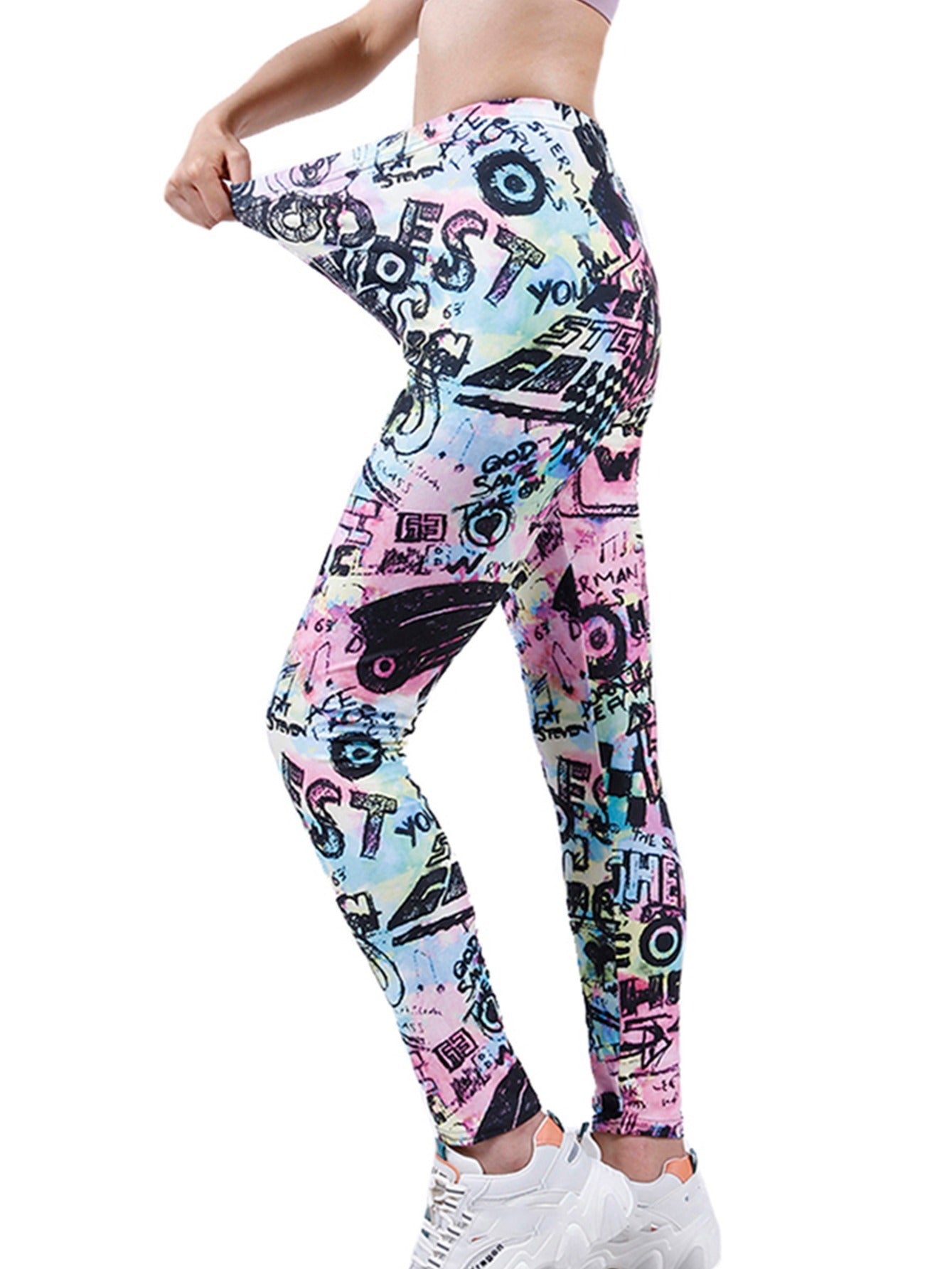 Women's Multicolor Figure Print Cropped Pants