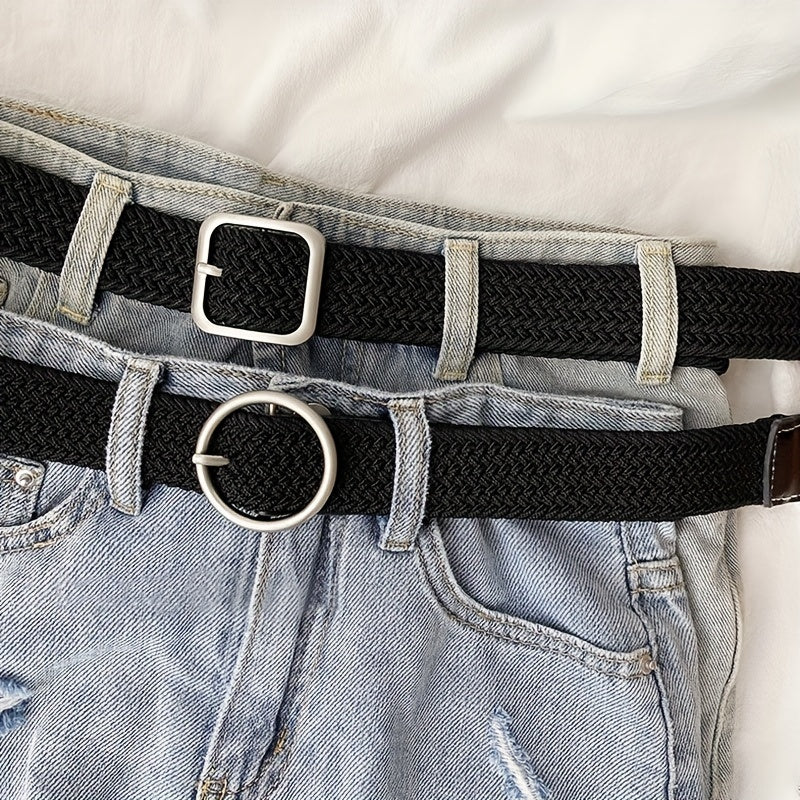 Canvas Elastic Belt Casual Woven Belt Men 4 Colors 2 Sizes