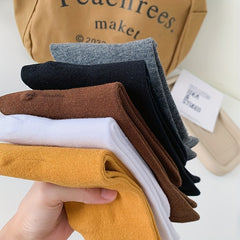 5 Pairs Women's Comfy Mid Tube Socks - Solid Color Breathable Stockings