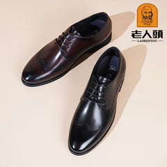 LAORENTOU Men's Wing Tip Leather Dress Shoes Oxford Shoes