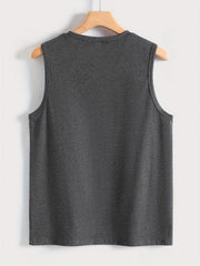 Letter Print Tank Top Crew Neck Casual Sleeveless Summer Women's Clothing