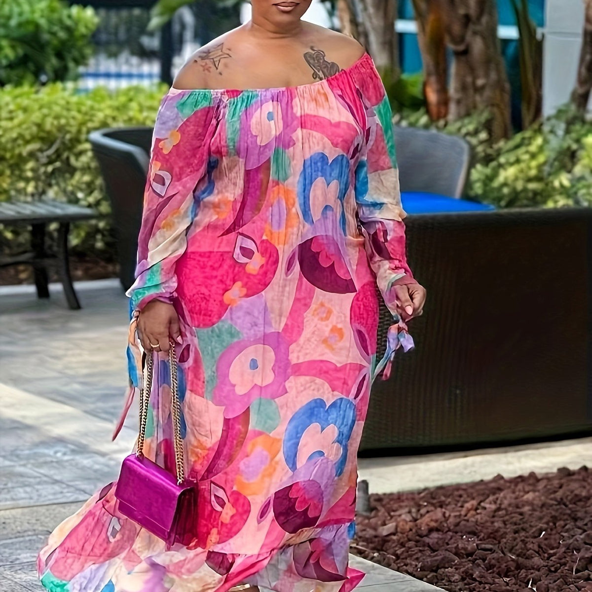 Floral Print Off Shoulder Maxi Dress