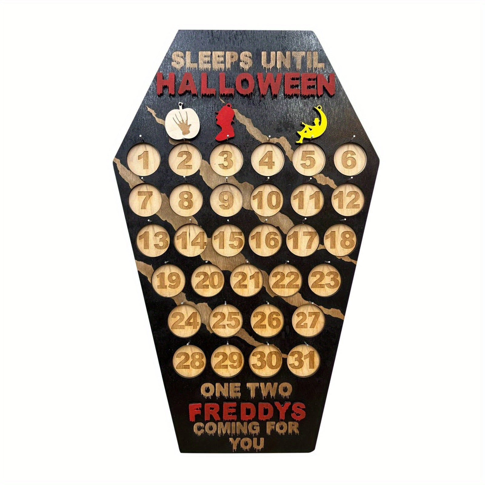 Wooden Countdown To Halloween Coffin Calendar Decoration