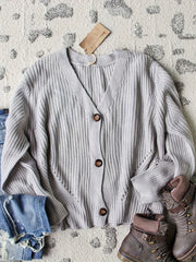  Solid Button Up Long Sleeve Cardigan