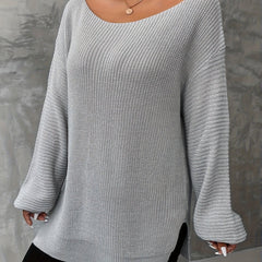  Casual Sweater Women's Solid Long Sleeve Loose Pullover Jumper