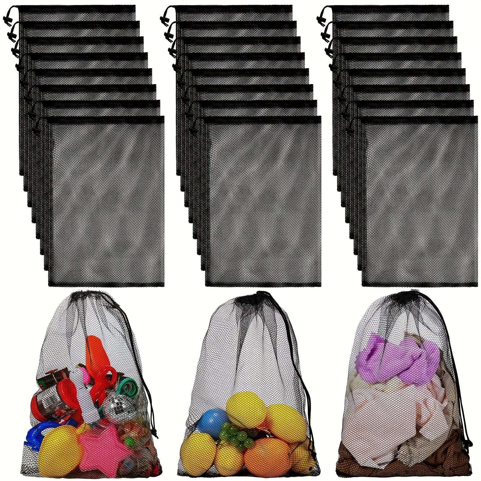 10pcs Nylon Mesh Bag 15x11 inch Drawstring Closure Durable for Shopping Storage