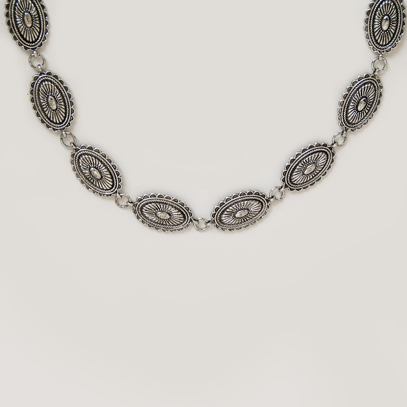 Vintage Engraved Metal Waist Chain Beaded Pendant Skinny Waist Belt