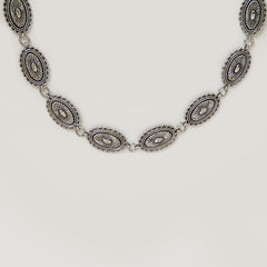 Vintage Engraved Metal Waist Chain Beaded Pendant Skinny Waist Belt