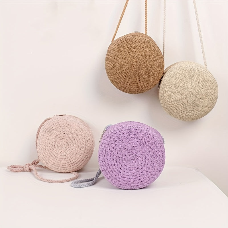 Woven Round Crossbody Bag Beach Handbag for Women