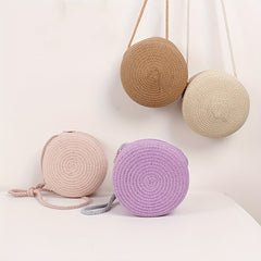 Woven Round Crossbody Bag Beach Handbag for Women
