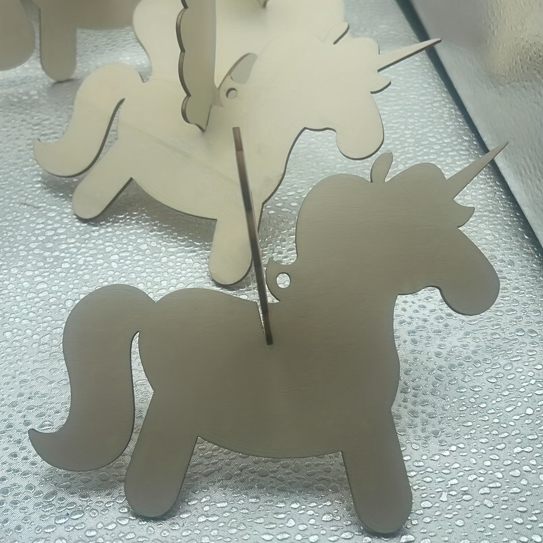 Unfinished Wood Crafts Blank Wood Unicorn Pendant DIY Painting Pony Set