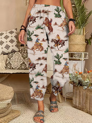  Horse Print High Rise Western Pants