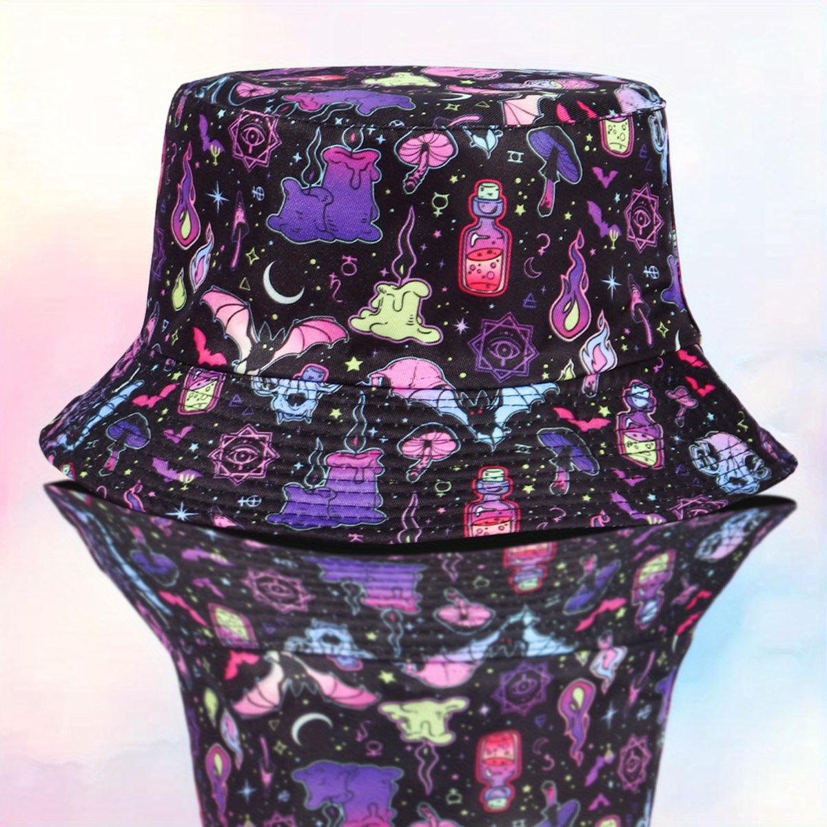 Ghost Candle Halloween Bucket Hat Reversible Sunshade Fisherman Cap