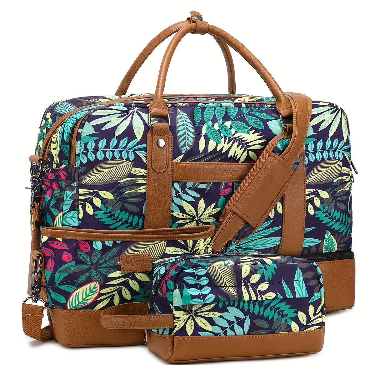 Large Capacity Lightweight Carry on Bag Set Canvas Luggage Weekender Gym Bag